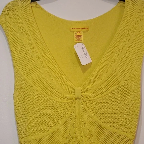 NWT CATHERINE MALANDRINO - DRESS - SLEEVELESS - YELLOW -VISCOSE/NYLON - Picture 8 of 8
